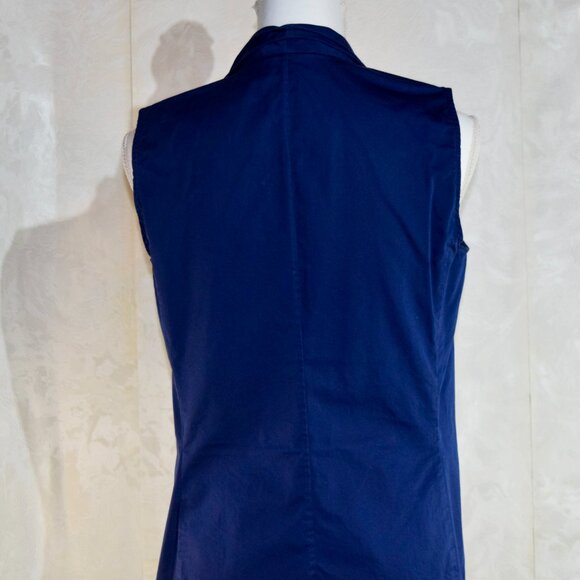 Talbots Navy Blue Sleeveless Non-Iron Perfect Shirt | Collared Button-Up Top - Picture 2 of 6